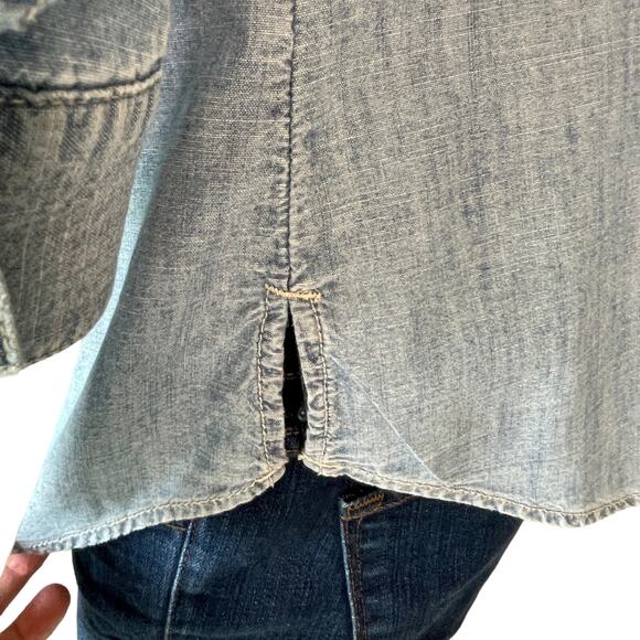 CHICO'S Denim Shirt Size 0 or US Small Button Down Y2K Embroidered - Picture 9 of 11